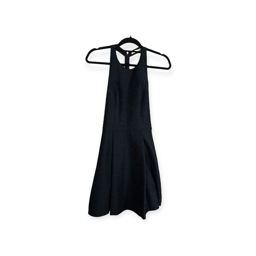 Alice + Olivia Danie Open Back Dress Black Textured Cocktail Dress SZ 4 - Picture 5 of 14